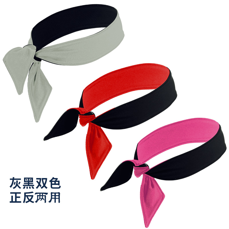 European and American sports headscarf headband double-sided open hair band men's and women's fitness running elastic sweat-absorbent breathable tennis headband