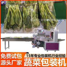 生鲜蔬菜包装机 袋装三伺服叶菜青菜全自动卷膜机蔬菜枕式包装机