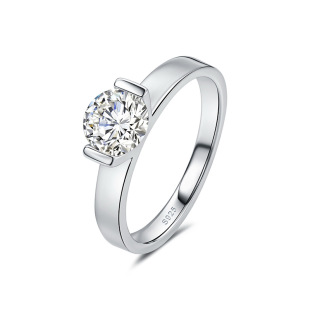 925 Silver Ring Moissanite Simple Light Luxury Ring Cross-Border Amazon New In-Stock Silver Jewelry Live Supply