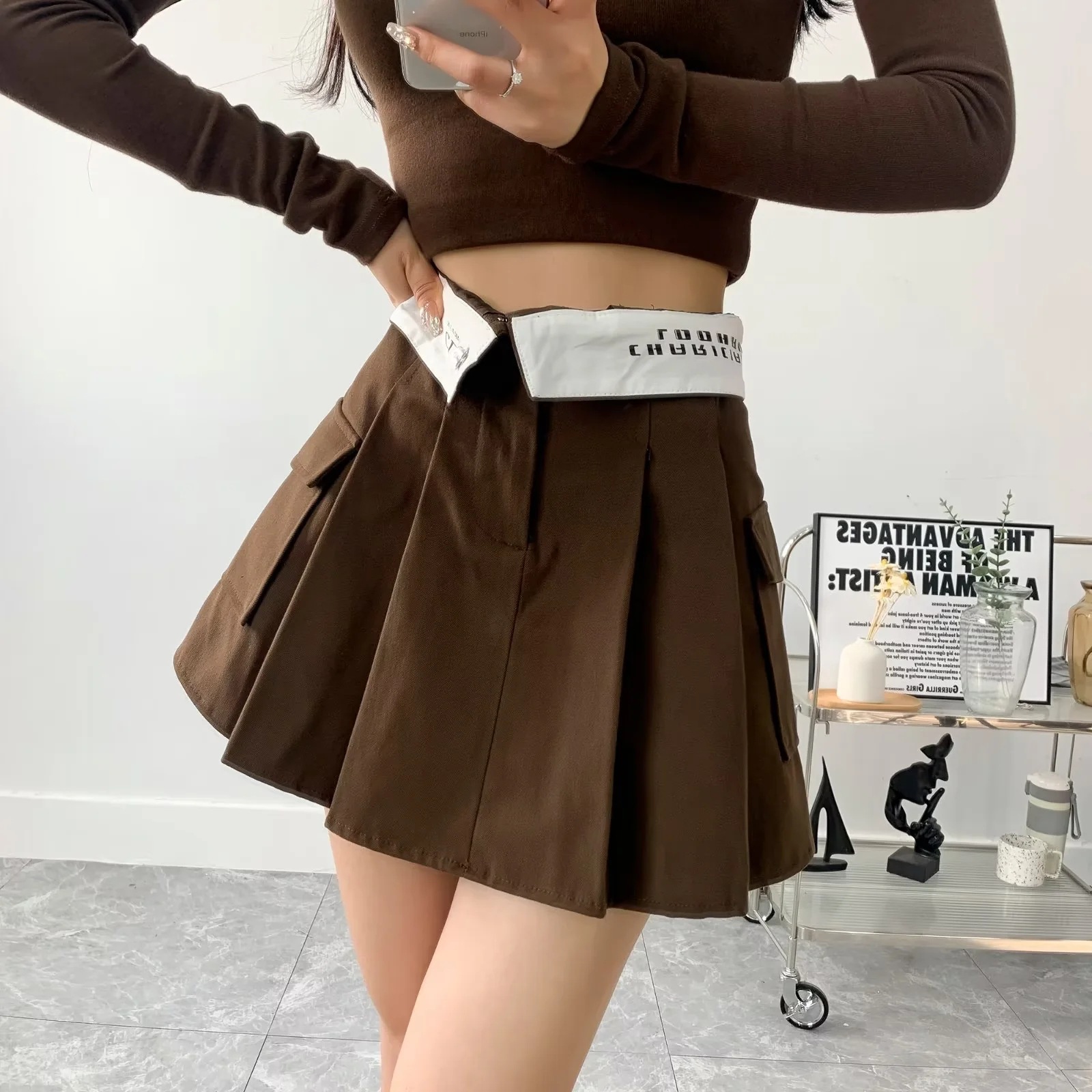 Summer Streetwear Letter Solid Color Polyester Above Knee Skirts display picture 7