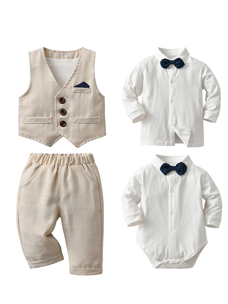 Ropa para niños, venta al por mayor, chaleco de primavera y otoño, chaqueta, traje pequeño, ropa para niños, vestido de caballero para bebé, traje para niño