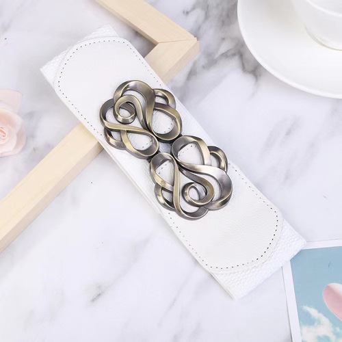 Rose Flower Buckle Waist Women Retro Trend Cinched Waist Wide Waist Closure Women Decorative Dress Coat Black Belt Women