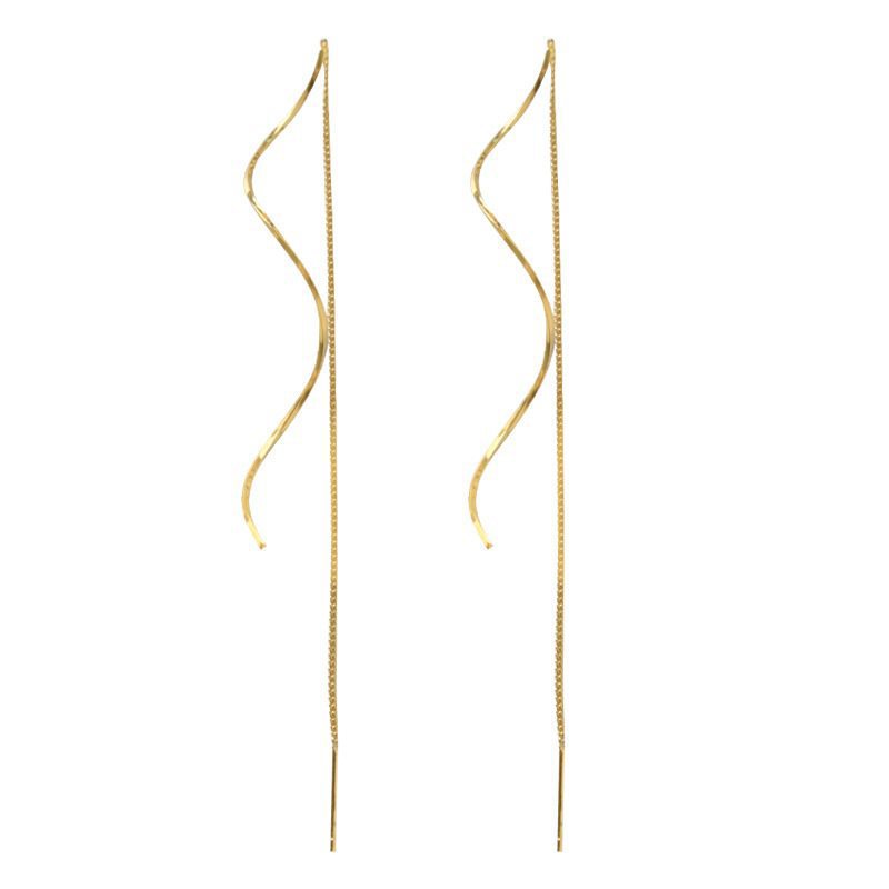 ondas largas simples pendientes de orejas para mujeres 2024 nuevo estilo de moda espiral perilla de aire pernos de orejas image 6