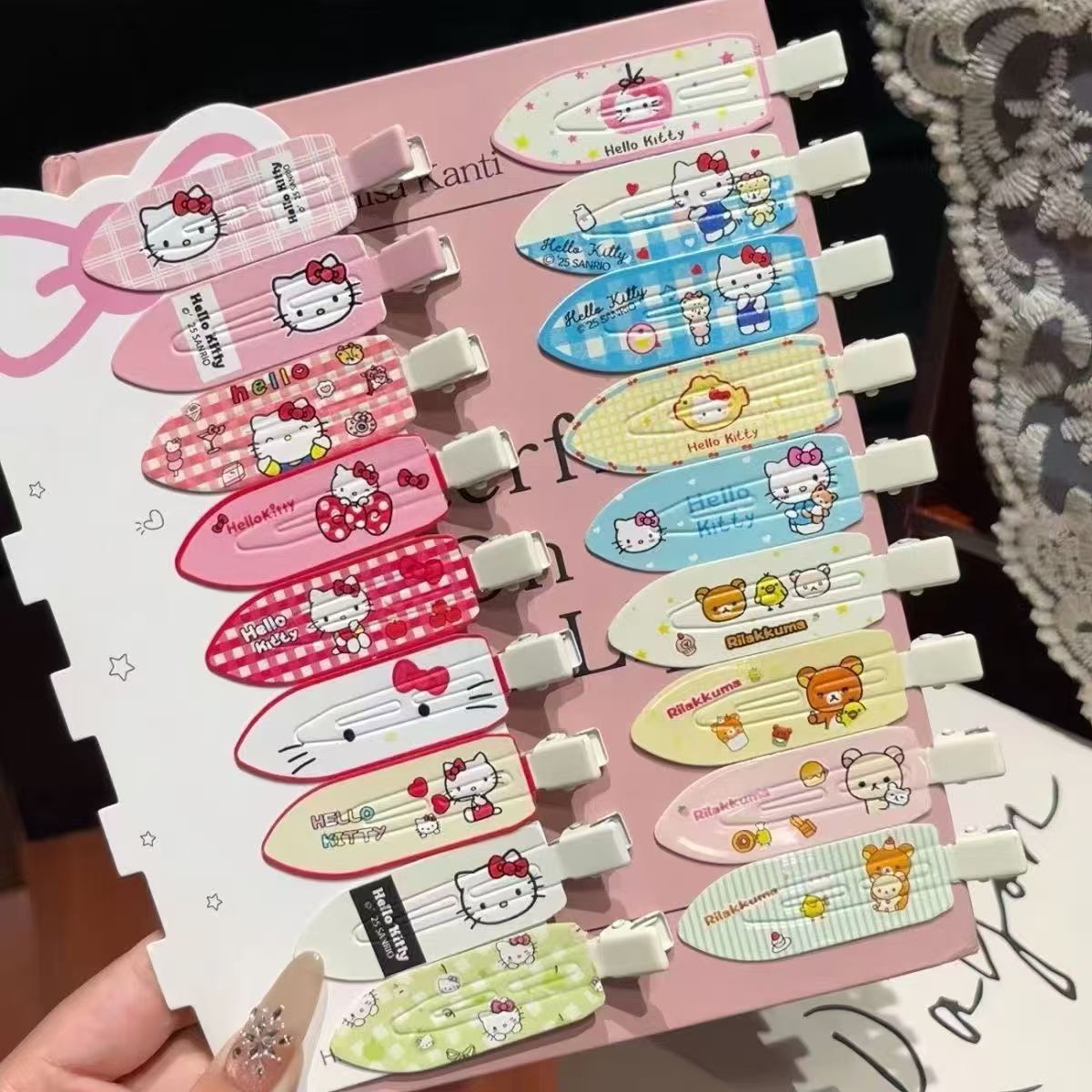 Sweet Cool Retro Grid Cat Hairpin sin rastros Clip lateral Clip dulce Clip de boca de pato Clip de cabello para niños toque de cabello