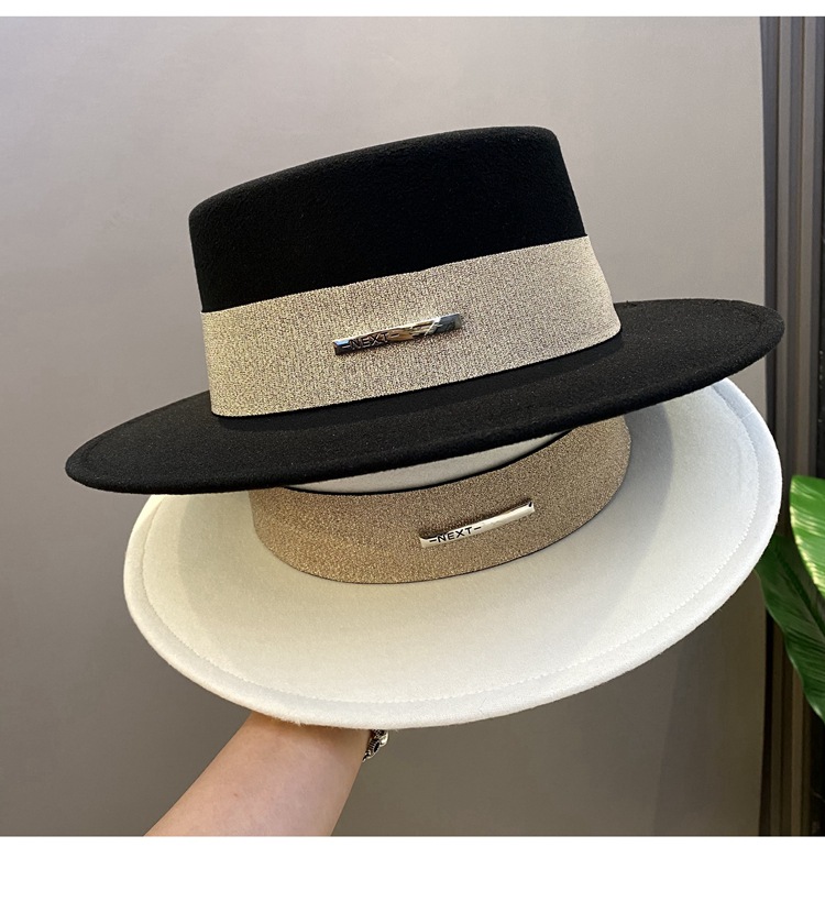 Women's Basic Retro Color Block Wide Eaves Fedora Hat display picture 2