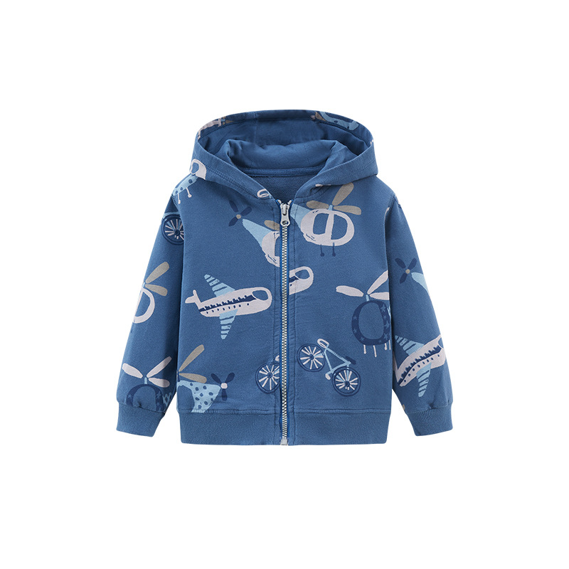 Little maven autumn children's long-sleeved sweater zipper hooded children's cute printed cotton sweater jacket