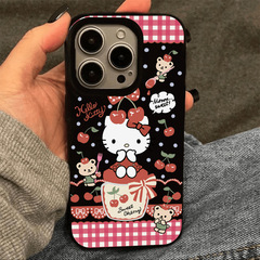格子凯蒂樱桃适用苹果16PROMAX手机壳iPhone15新款14个性13软壳12