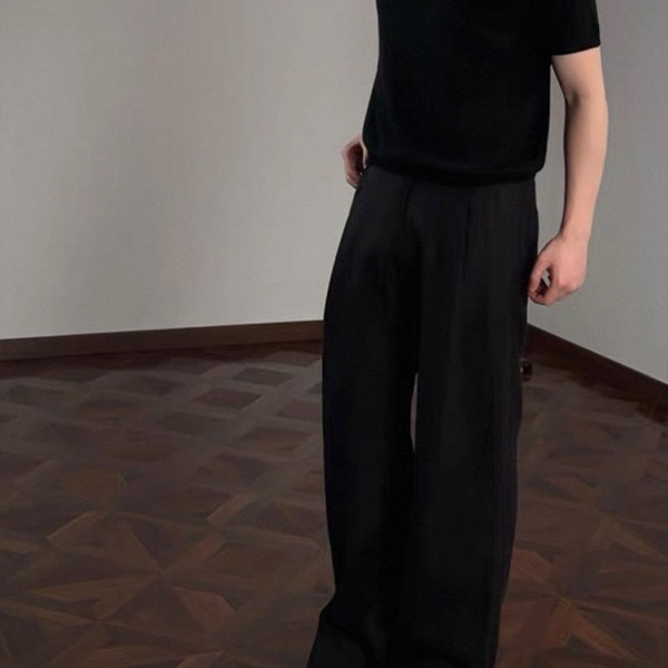 cleanfit老钱风亚麻阔腿西裤垂坠感高级感男裤子夏薄款直筒休闲裤|undefined