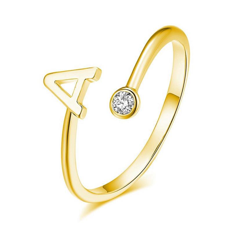 S925C Pure Silver Letter Gold-Plated Ring