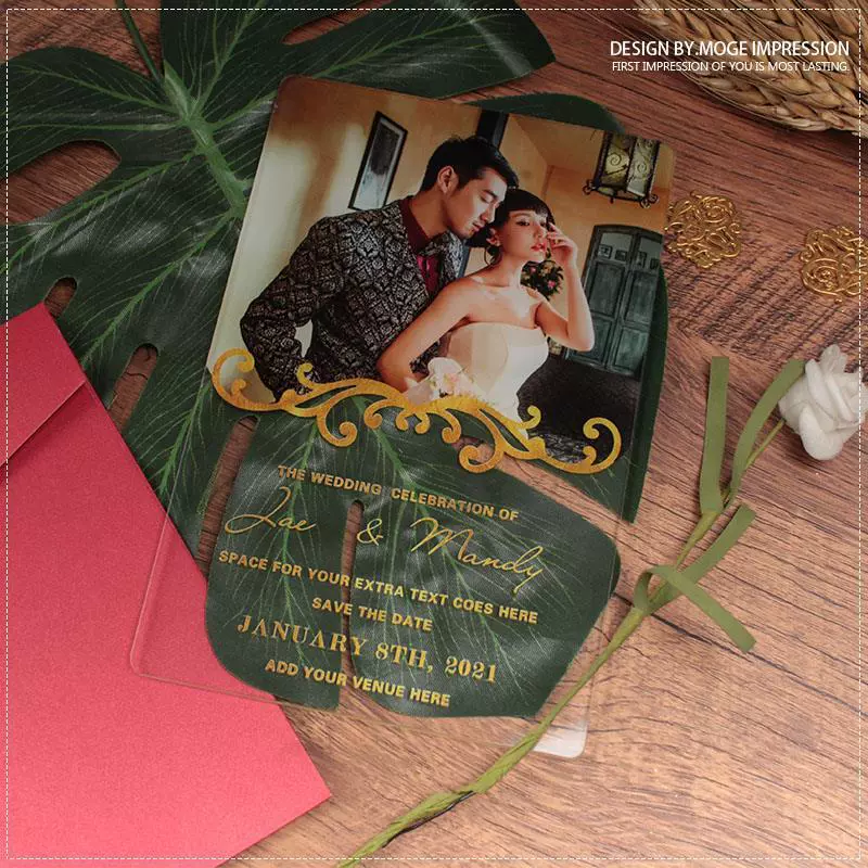 2021 мода новый корейский стиль фото приглашение прозрачное акриловое романтическое свадебное приглашение Свадебное приглашение онлайн знаменитость