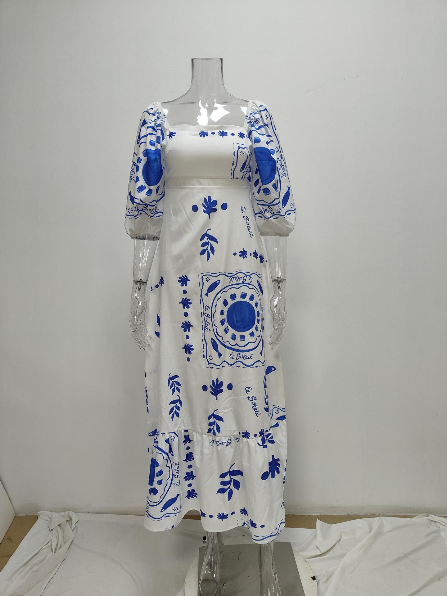 Women's Off-shoulder Printed Bodysuit With Flared Sleeves Slim Fit_voghion.com