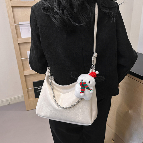 2024 New Aesthetic Bag Women's Tote Bag Large Capacity Casual Chain Shoulder Spring Personalized Crossbody Commuting Bag
