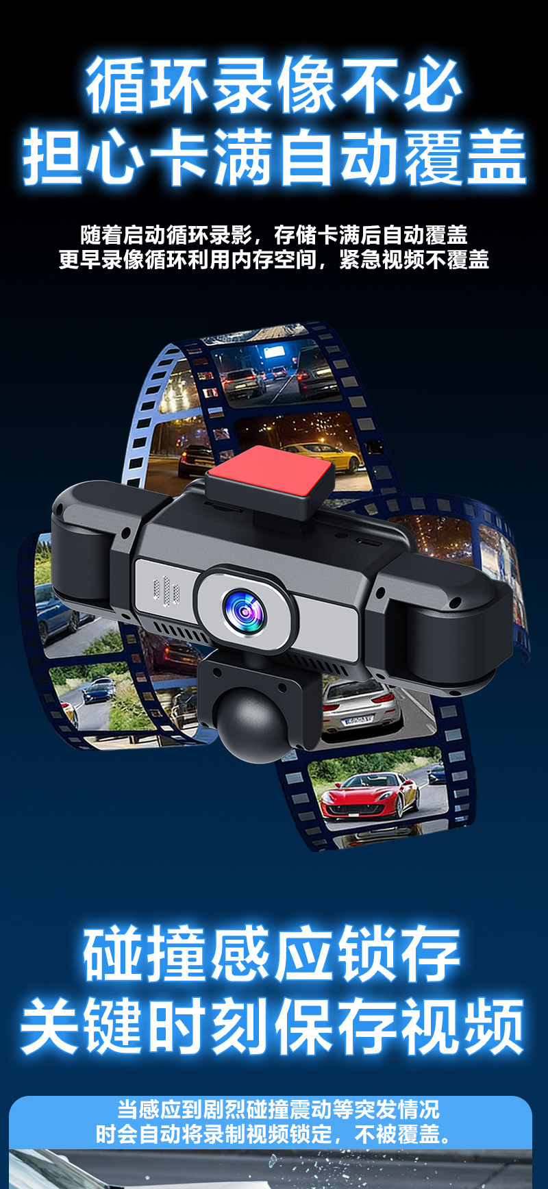 W19-5 lens dash cam, 3.16-inch 1080P HD night vision, five-channel recording, factory-installed camera, 360-degree panoramic view