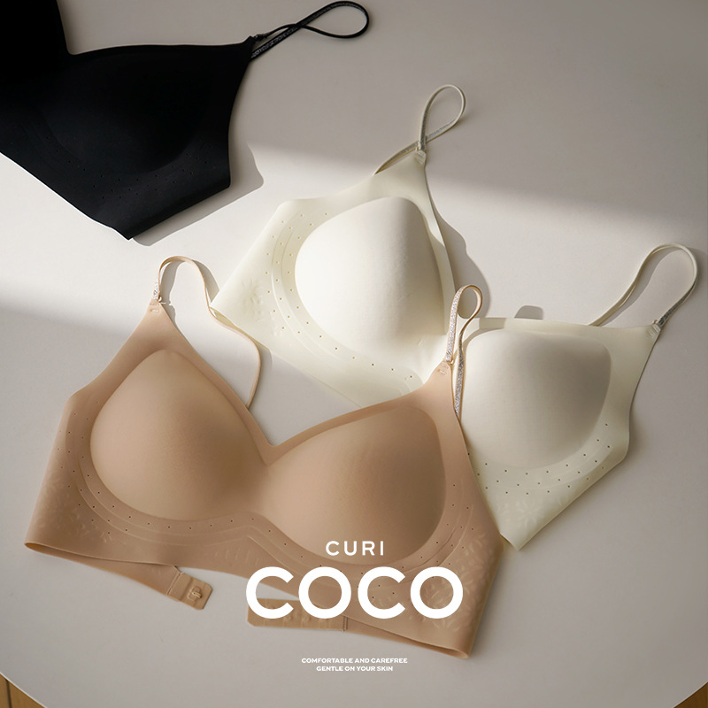 Backless Fine Glitter Shoulder Straps U-Shaped Beautiful Back Seamless Bra for Women, Liquid Foundation Invisible Pearlescent Gauze Push-Up Bra Without Underwire