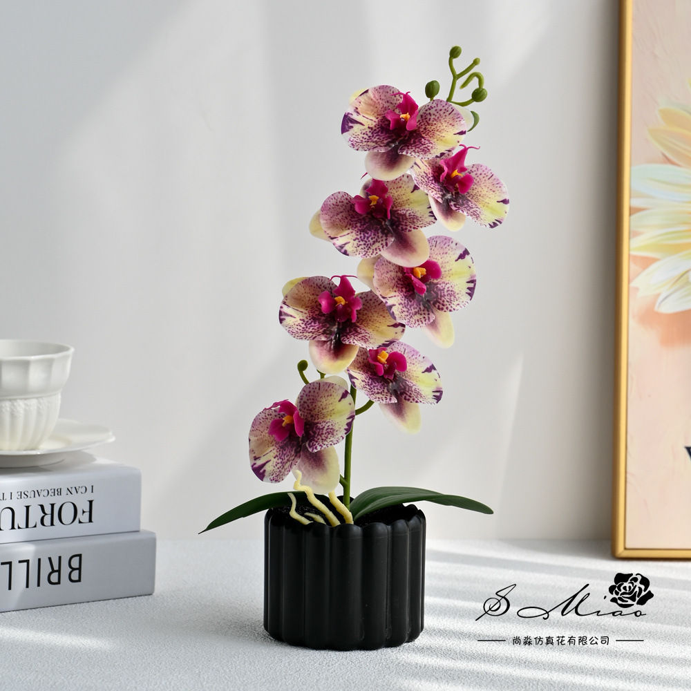 7 flores mariposa orquídea bonsai simulación creativa flor falsa decoración del hogar fotografía de bodas flores artificiales adornos