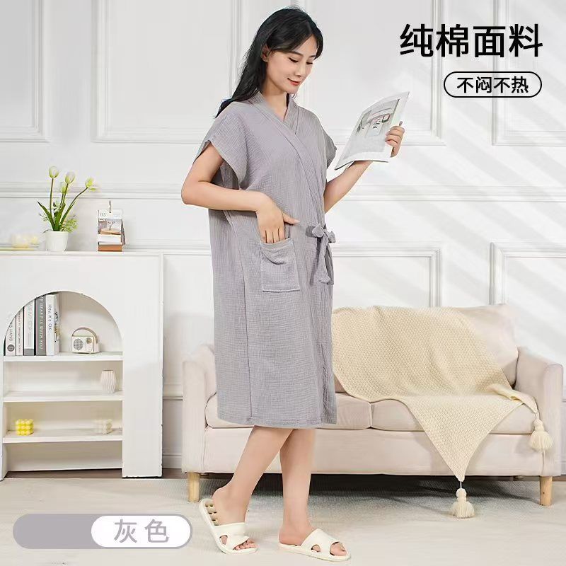严选浴巾女款纯棉吸水浴裙浴衣双层纱布睡衣春夏季薄款全棉睡袍