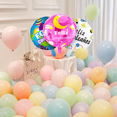 Customized 18-inch Spanish Happy Birthday Round Aluminum Balloon for Birthday Party, Celebration, Decoration