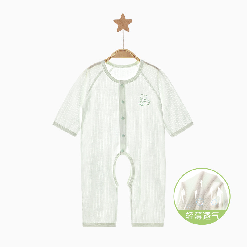 Ropa de bebé de una pieza, ropa de verano para recién nacidos, niños y niñas, pijamas delgados de manga larga con aire acondicionado, ropa de verano para bebés