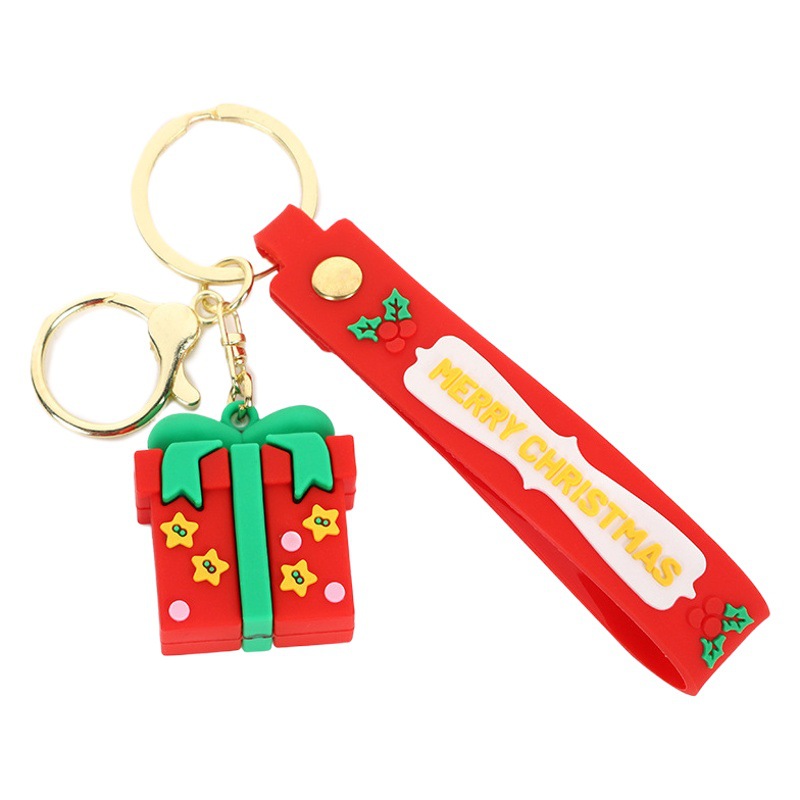 Lindo Santa Claus PVC llavero colgante de goma suave muñeco dibujos animados muñeca decoración vacaciones pequeño regalo