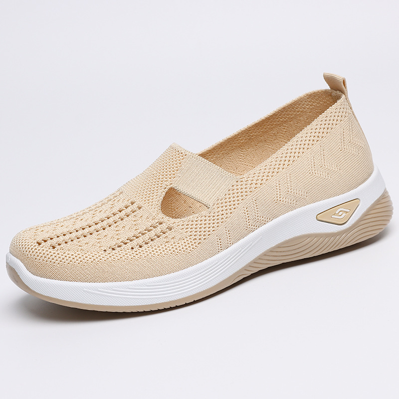 Zapatos informales versátiles de verano para mujer, zapatos transpirables de malla sin cordones para madres, zapatos cómodos de suela blanda para personas de mediana edad y mayores que no cansan los pies.