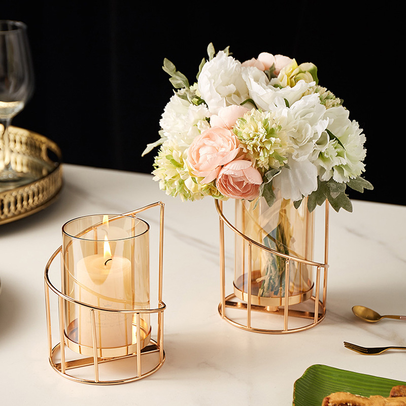 Luz de lujo candelabro hierro espiral alambre hogar aromaterapia vela titular velas cena props decoración escritorio adornos