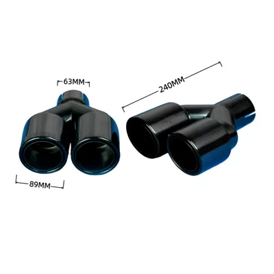 tailpipe silencer with black exhaust — Exhaust pipe - 02-52006h89mm-double-lip-titanium-black