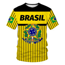 欧美热销 世界杯 BRASIL 巴西旗帜3D印花图案T恤 男士运动休闲T恤