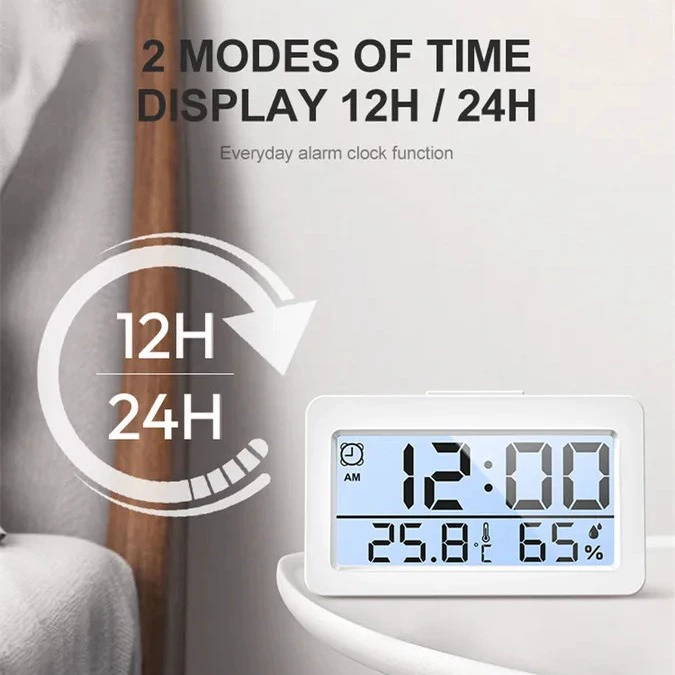 Домашний мини-электронный термометр с функцией подсветки будильника времени 12/24 часа комнатная температура и влажность