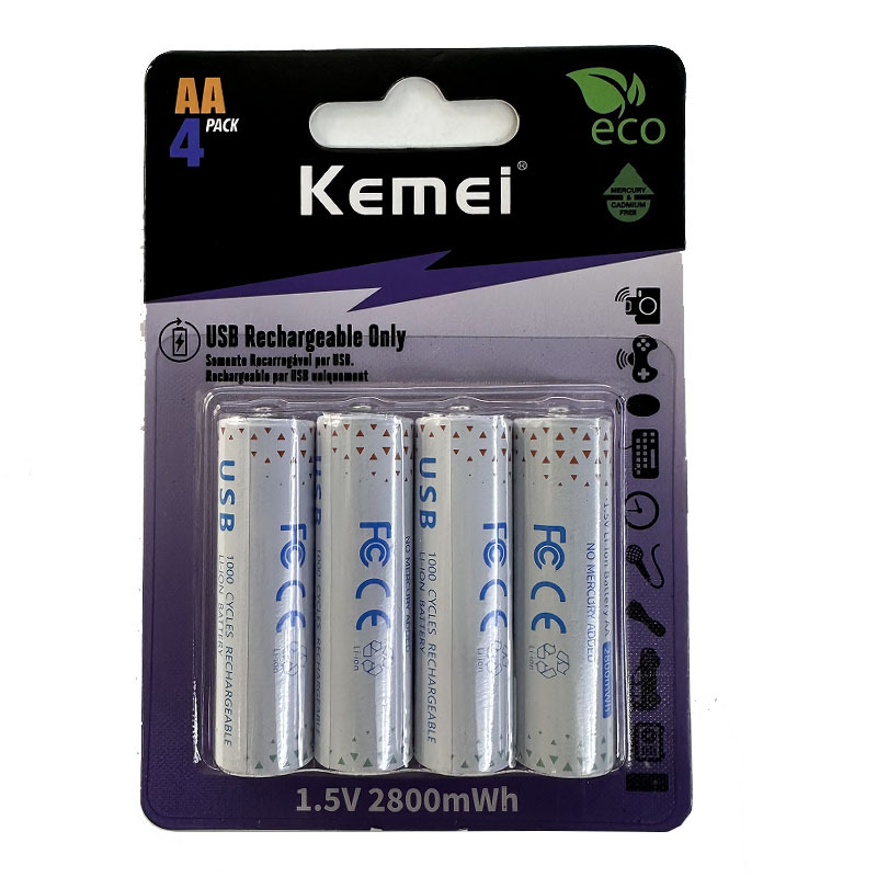 Batería recargable de corte de pelo Komei 1600mWh batería seca 5, batería de litio recargable USB al por mayor