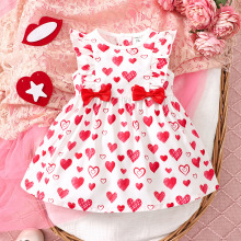 兒童印花連衣裙2025新款女童心形蓬蓬裙童裝韓版洋氣愛心公主裙子