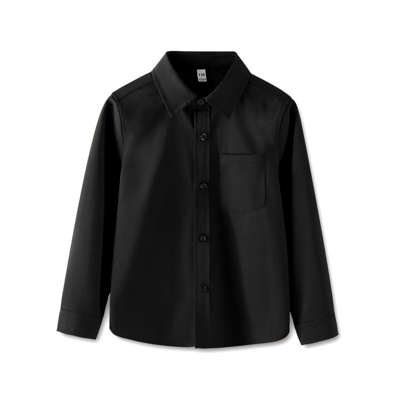 Boys' Black Long Sleeve Shirt Spring and Autumn Children's Performance Suit Shirt School Uniform Pants Suit