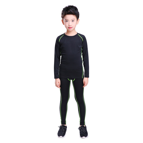 Children's Sports Compression Suit Set Summer Basketball Soccer Training Top and Bottom Morning Run Quick-Dry Clothes Student Breathable Fitness Clothes
