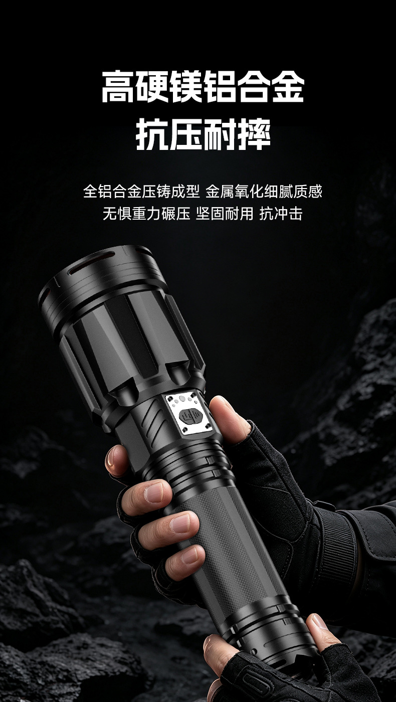 Cross-border best-selling alloy ultra-bright flashlight, zoomable high-intensity light for camping and outdoor use, wholesale