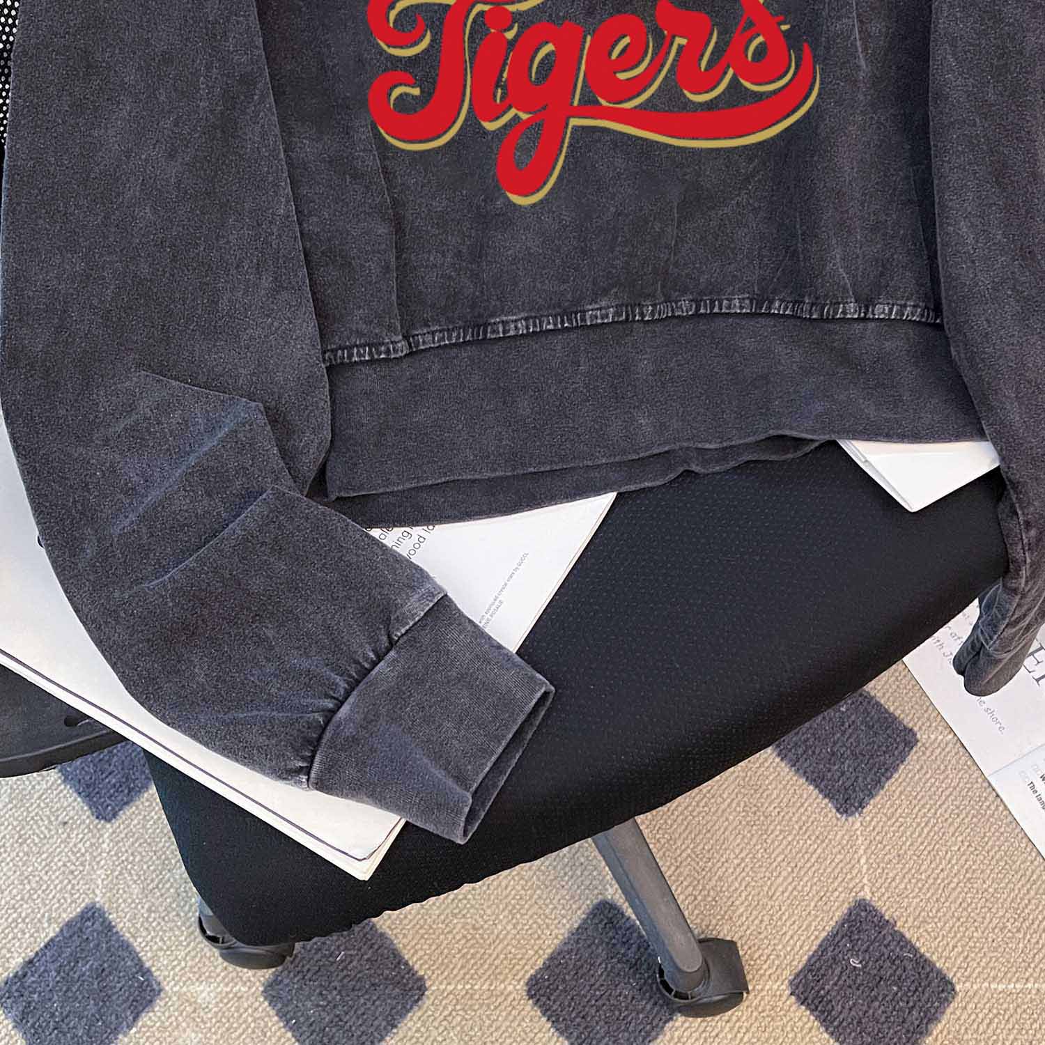 Brand Washed Distressed Loose O neck Short Sweater Niche Washed Vintage Pure Cotton Long T Shirt Trendy