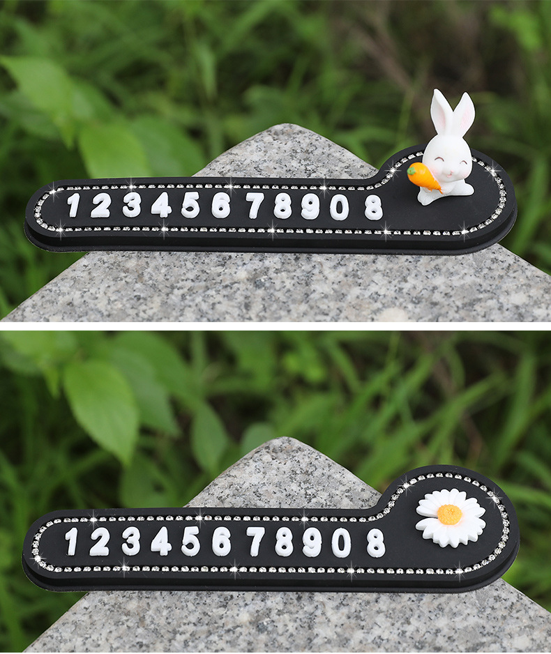 Cute temporary parking sign for cars, car phone number plate for moving vehicles, creative car interior decoration accessories