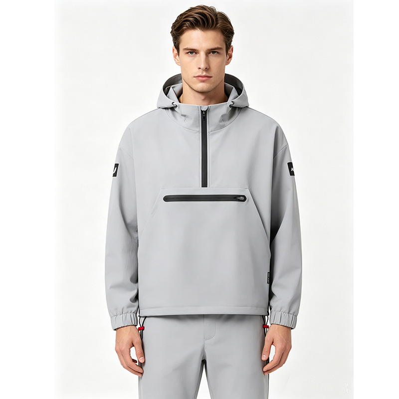 New Softshell Raincoat Unisex Sports Jacket with Pockets Windproof Casual Jacket Outdoor Hooded Raincoat