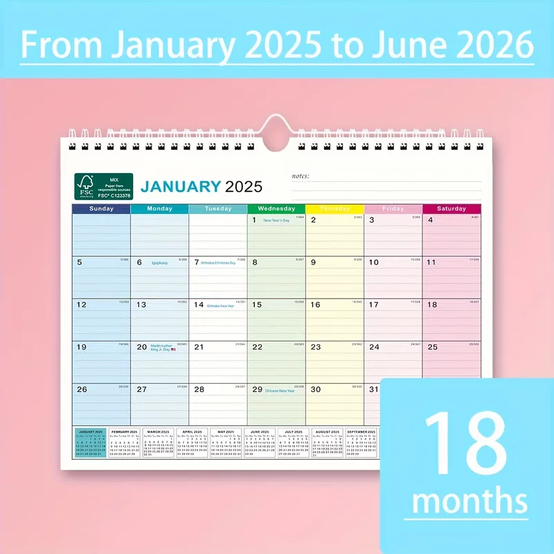 Календарь, на английском, 2025–2026 гг.