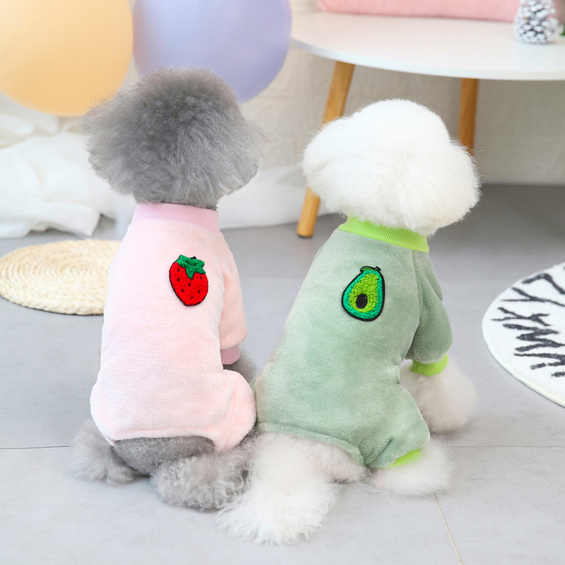 Ropa para perros ropa nueva ropa de terciopelo ropa para mascotas de peluche ropa de terciopelo de cuatro patas Otoño e Invierno 21 fruta ropa de terciopelo de cuatro patas