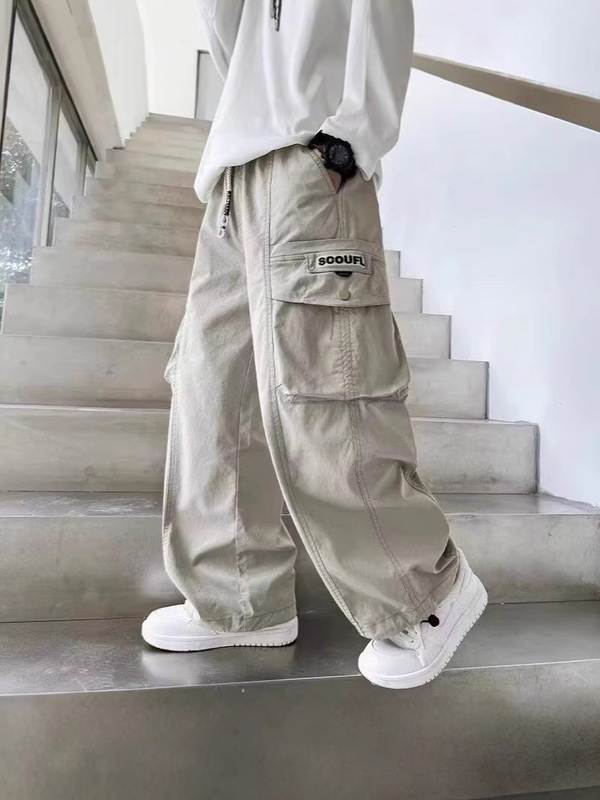 男の子用ワークパンツ 春秋物 2025年新作 子供用パンツ ゆったりカジュアルパンツ 中高生向けツイルスポーツパンツ|undefined
