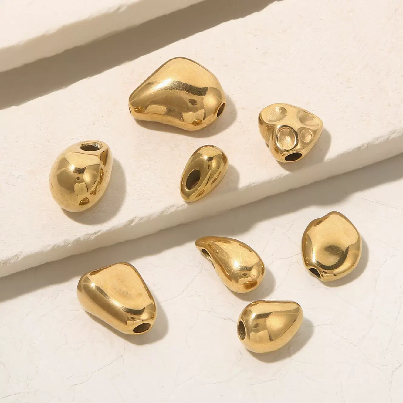 不锈钢异形珠子不规则造型水滴型手链项链小众设计DIY配件饰品