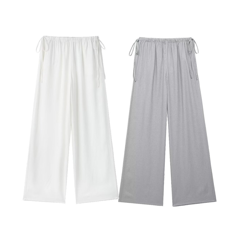 2024 Summer New Collection Women's Linen Blended Wide Leg Pants_voghion.com