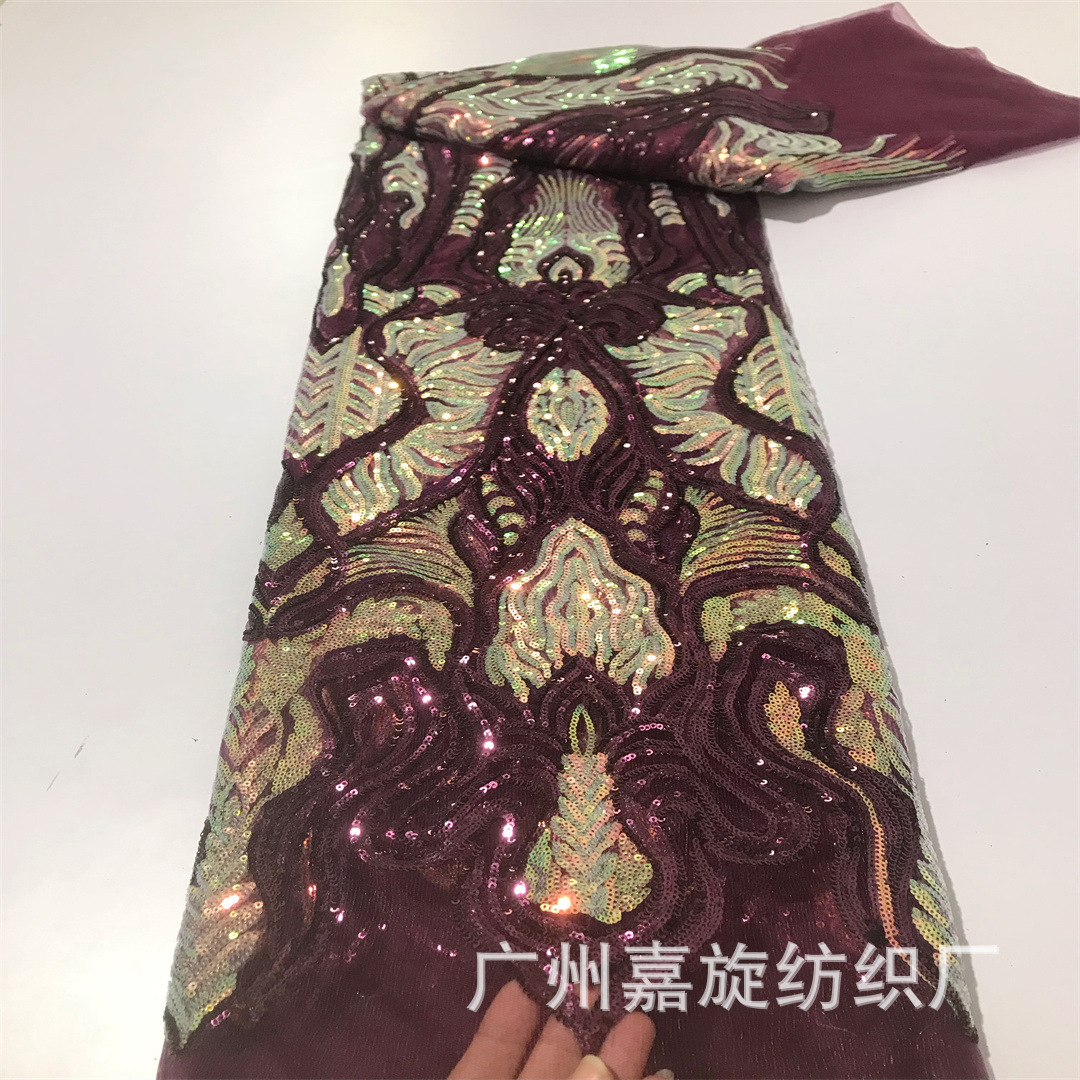 Malla de poliéster africano lentejuelas encaje europeo y americano DIY elegante vestido de novia vestido etapa rendimiento ropa tela JX3957 image 11