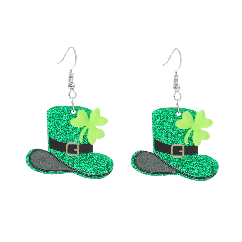 1 Paire Style Ethnique Géométrique Arylique Impression Saint Patrick Femmes Des Boucles D'oreilles display picture 3