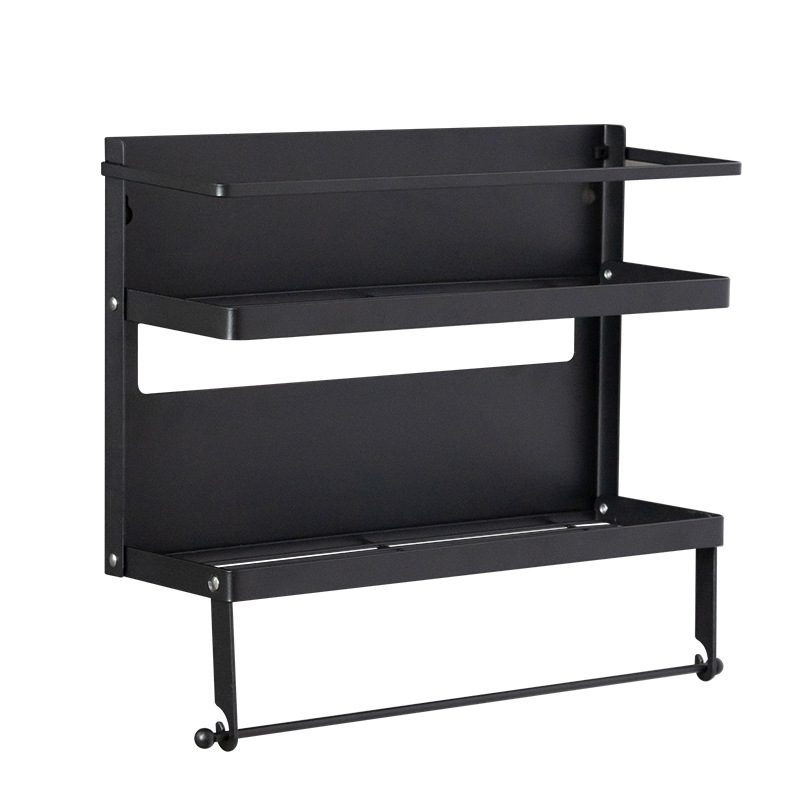 Multifuncional estilo japonés plegable refrigerador magnético estante de almacenamiento lateral estante de almacenamiento multicapa estante de la cocina montado en la pared sin perforar