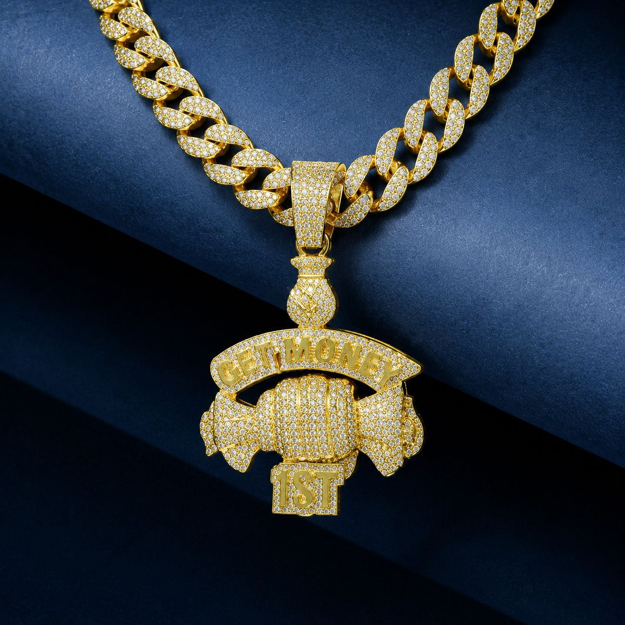 Collar con Colgante de Puño Getmoney Estilo Hip-Hop Europeo y Americano, Cadena Cubana Personalizada para Hombre, Accesorios de Moda al por Mayor