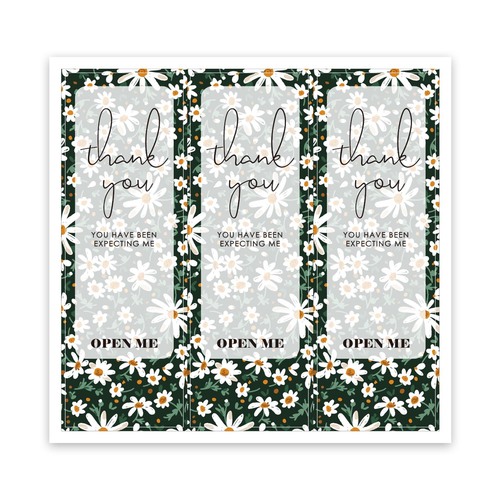 Cross-border wholesale flowers rectangular thank you sticker gift box sealed film waterproof label packaging supplies