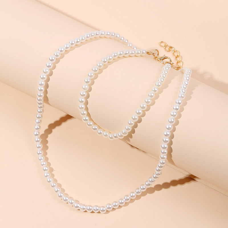 Hand-woven Pearl Bracelet Necklace Set Creative Personality Simple Pendant Jewelry display picture 5