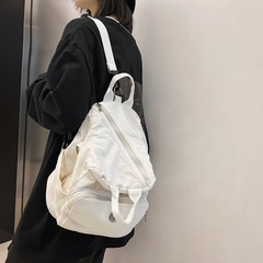 Canvas Double Shoulder Bag for Women, Multifunctional Bag with Original Design, Vintage Aesthetic, Harajuku Retro, Versatile Handbag, Crossbody and Single Shoulder Bag