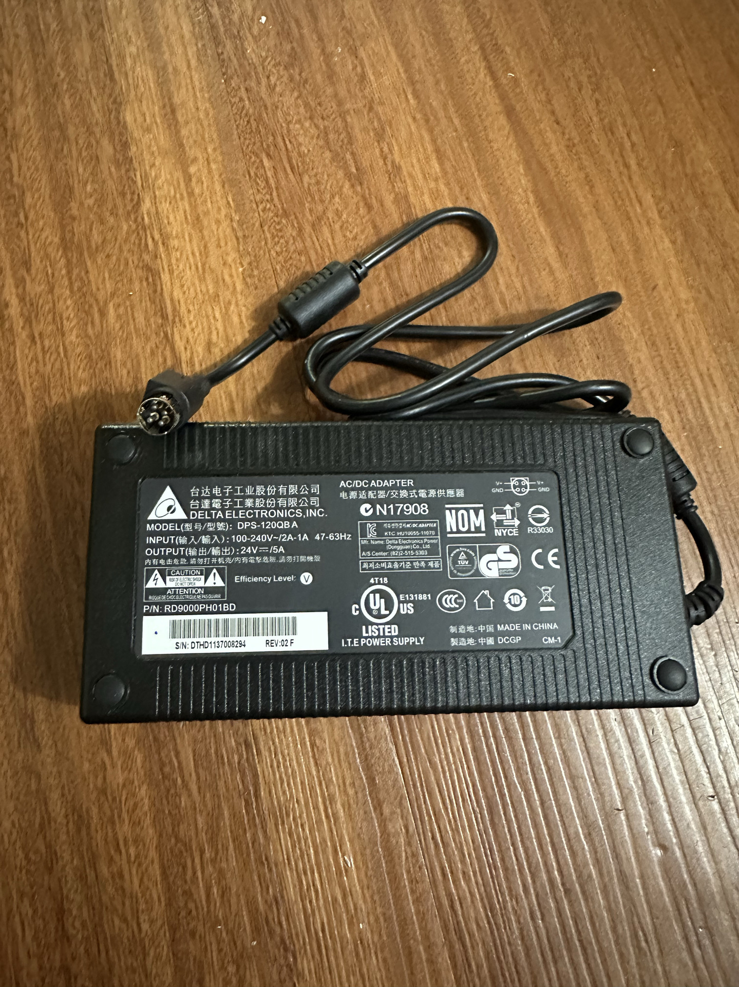 台达DPS-120QBA电源适配器充电器4针口24V5A四针4孔变压器24V120W