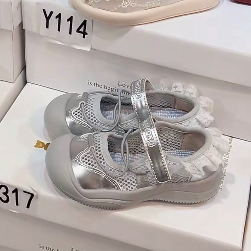 Sandalias deportivas estilo ballet para niñas Zapatos casuales de una sola red para niños 2025 verano nuevos zapatos de princesa Mary Jane para niñas image 6